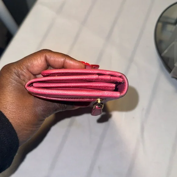 Authentic PRADA Saffiano Leather Fiocco Long Wallet Fuchsia GUC